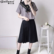 貴蘭姿（guilanzi）jk制服水手服基礎款學(xué)院風(fēng)女裝春秋學(xué)生校服套裝新款連衣裙女夏天 風(fēng)琴鹿（短繡+長(cháng)群） L【100斤-110斤】