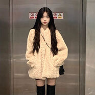 斐莉玥小香風羊羔毛棒球服短外套女秋冬季新款高級感小個子毛絨環(huán)保皮草 杏色冬季夾棉款 L 110-120斤