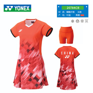 尤尼克斯新款尤尼克斯羽毛球服男女湯尤杯國家隊國羽大賽比賽服上衣短袖 女款連衣裙20784亮橙+大賽版VC 2XL