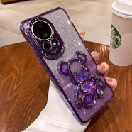 華為（HUAWEI）適用華為nova12pro手機殼nova11/9100/90新款vivos18硅膠軟殼 【暗紫色-帶閃粉】立體流沙熊 華為 nova 12