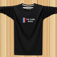 嘉曄長(cháng)袖t恤女國潮打底衫圓領(lǐng)T恤秋季男女同款內搭上衣黑色長(cháng)t THE黑色 5XL