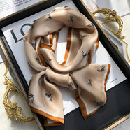 PEAVEY減齡桑蠶絲絲巾秋款洋氣時(shí)尚百搭雙層雙面真絲素鄒緞飄帶長(cháng)條絲巾 香檳色小馬