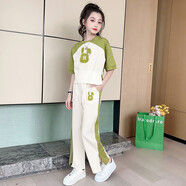 芭梵鼠大童女裝6-15歲夏季套裝女童夏天初中學(xué)生女孩12歲少女運(yùn)動(dòng)兩件套 青少年運(yùn)動(dòng)套裝-綠色 140