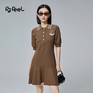 普普風(fēng)2024年夏季女裝新品polo領(lǐng)針織連衣裙PB2L21173S 咖啡色 M