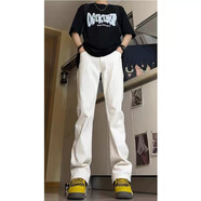 7家優(yōu)品 微喇彎刀牛仔褲男士秋冬季款美式高街彈力修身直筒加絨長(cháng)褲子男 HC-2076白色 2XL