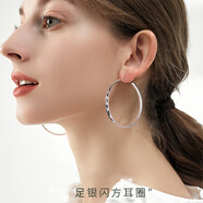 伊黛兒925銀大耳環(huán)女2025年新款潮時尚歐美夸張圓環(huán)大耳圈足銀圈圈耳墜 5CM耳圈E1387