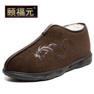 頤福元老北京布鞋男士棉鞋冬季中老年加厚羊毛爸爸鞋防滑軟底保暖老人鞋 駝色 42