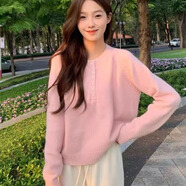 韻暖香哺乳毛衣秋冬裝外出辣媽款減齡百搭產(chǎn)后喂奶衣服上衣秋季打底外穿 單粉色毛衣 XXL