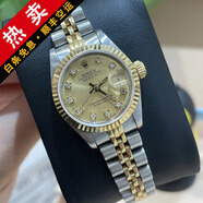 【二手99新】勞力士女表日志69173自動機械腕表 精鋼 內(nèi)鉆刻時尚名表后鑲鉆后盤狗牙圈 26MM金盤小鉆69173