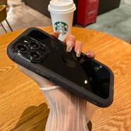 古藝涵加厚氣囊防摔蘋果16Promax手機殼透明新款iPhone16/15簡約硅膠軟套孤形磨砂防滑14pro全包鏡頭男女 【透黑】 加厚弧形氣囊防摔軟殼 iPhone X/XS