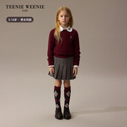 Teenie Weenie Kids小熊童裝24秋男女童經(jīng)典百搭休閑圓領(lǐng)羊毛毛衣 酒紅色 110 cm