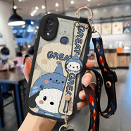 WAIDM榮耀8x手機殼女款honor8x保護(hù)套全包斜挎新款適用榮耀 8X外殼腕帶支架款八叉9可愛軟殼帶掛繩 【斜跨黑】HH1462 榮耀8x