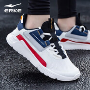 鴻星爾克男鞋運動(dòng)鞋男冬季網(wǎng)面透氣輕便男士休閑網(wǎng)鞋跑步鞋老爹鞋男R 微晶白/大紅 39