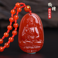 飛鵝 南紅瑪瑙本命佛項鏈 八大守護(hù)阿彌陀佛菩薩男女十二生肖紅色吊墜 紅瑪瑙 阿彌陀佛-狗 豬
