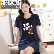 莫代爾 棉睡裙女夏季短袖夏款孕婦裝夏天中青年可外穿媽媽裝寬松透氣 M5901 2XL (140-160斤)