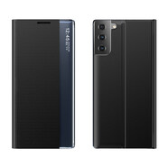 潮尚美 三星Galaxy S21+5G手機(jī)殼Samsung S21Ultra case翻蓋式皮套S2 三星S21+/Plus【靜夜黑】配軟膜