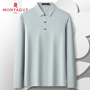夢(mèng)特嬌（MONTAGUT）男士Polo衫長(zhǎng)袖秋季翻領(lǐng)含桑蠶絲T恤透氣 灰色 50 