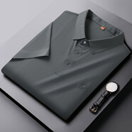 CXZ中老年大碼男士純色翻領(lǐng)冰絲加肥加大短袖肥佬短袖體恤商務(wù)POLO衫 綠色 185/2XL