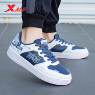 特步（XTEP）男鞋冬季板鞋男士新款白色滑板鞋冬輕便休閑運動(dòng)鞋防水小白鞋子男 白深蘭-0067 39