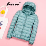 VRSZEE輕奢品牌輕薄羽絨服女短款連帽25秋冬季新款修身輕便韓版時尚外套 淺豆綠【連帽】 XL