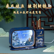 來自星星的禮物紙雕燈小夜燈擺件故宮文創(chuàng)禮品生日禮物男送女生畢業(yè)禮物紀念品 乘風破浪-木雕燈筆筒（要組裝）