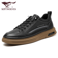 七匹狼男鞋休閑鞋男真皮男士休閑皮鞋時(shí)尚休閑運動(dòng)鞋板鞋戶(hù)外防滑工裝鞋 黑色（升級款） 39