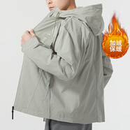 阿迪達斯 （adidas）外套男士2025春秋季運動服武極系列梭織加絨保暖連帽夾克IX4289 IX4289芝麻土 2XL