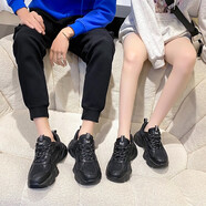 歐邁捷（OUMAIJIE）情侶鞋子時(shí)尚體閑超火老爹鞋子韓版潮流減震耐磨跑步單鞋 黑色 男女款A(yù)13 41 運(yùn)動(dòng)碼