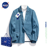 NASA LIKE官方潮牌休閑西裝外套男春秋季寬松燈芯絨西服青年高級(jí)感小西服 藍(lán)色 L（建議125-140）