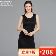 戈林斯丹 新款桑蠶絲連衣裙 時(shí)尚修身顯瘦中長(zhǎng)打底真絲連衣裙 黑色 M