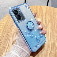羅璐鷗 OPPO A57手機(jī)殼女款軟殼硅膠殼5G外殼防摔a57指環(huán)支架全包防摔保護(hù)套高級(jí)水鉆漸變閃粉 【漸變遠(yuǎn)峰藍(lán)】+指環(huán)支架+全屏鋼化膜 OPPO A57（5G）