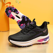 貴人鳥(niǎo)跑步鞋女2026秋季新款輕便減震運動(dòng)休閑鞋女低幫百搭氣墊舒適女鞋 黑/粉 37