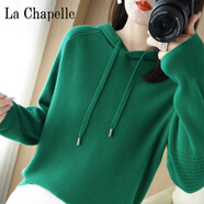 拉夏貝爾（La Chapelle）針織連帽帶帽套頭女毛衣外套秋冬衛(wèi)衣韓版寬松羊 毛衫時尚內(nèi)搭 純100自動發(fā)熱綠色 純100自動發(fā)熱L 110-125