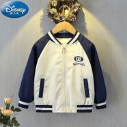 迪士尼（Disney）2025男童外套春秋季男孩夾克衫秋款酷帥小寶寶棒球服兒童衣服 品牌童裝-藍(lán)色  威爾外套 韓版棒球服 品牌精品 170 品牌童裝-110碼 建議身高100cm