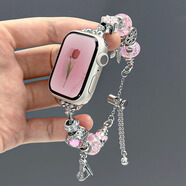 方哲品牌原裝適用蘋(píng)果applewatch s11/s10手表帶水晶串珠款iwatch S9/8/7吊墜金屬輕奢個(gè)性女款腕帶 【淡粉小高跟】潘多拉款 適用iwatch6/5/4/se3【44MM表盤(pán)】