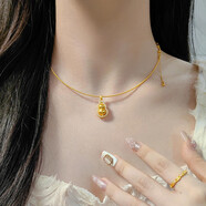 歐顏?lái)f雪同款5G黃金葫蘆項(xiàng)鏈女999足金新款鑲嵌轉(zhuǎn)動(dòng)掛墜鎖骨鏈套鏈 黃金葫蘆+項(xiàng)圈/金重約9.65g