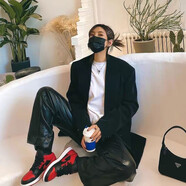 耐克（NIKE）Air Jordan aj1女鞋 mid黑白紅芝加哥防滑耐磨籃球運動休閑鞋 554725-074黑紅 35.5