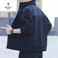 西域駱駝VANCAMEL搖粒絨男士夾克外套30-40歲休閑立領(lǐng)抓絨上衣運 藏青#8870 M=100-120斤