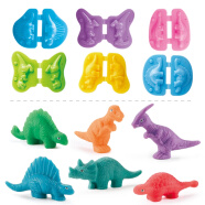 众舰行幼儿园儿童橡皮泥彩泥恐龙动物水果蔬菜模具工具套装玩具 恐龙模具 无泥 双面