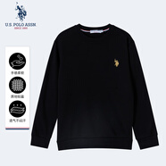 U.S. POLO ASSN.衛(wèi)衣男秋季圓領(lǐng)潮流寬松長袖T恤男士休閑上衣男裝 黑色 M
