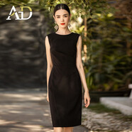 AD職場(chǎng)穿搭無(wú)袖連衣裙收腰新款通勤簡(jiǎn)約高端內搭裙子時(shí)尚氣質(zhì)職業(yè)裝 黑色連衣裙 XL