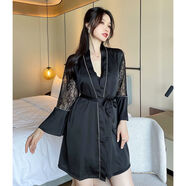 RINGS DIARY性感睡衣女冰絲夏季薄款小胸聚攏帶胸墊純欲風(fēng)蕾絲吊帶睡裙兩件套