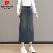 皮爾卡丹女士半身裙2025春秋季新款韓版百搭牛仔包臀裙中長裙子一步裙女裝 521高個(gè)子藍(lán)色不帶腰帶 XL 117-127