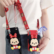 領(lǐng)悍 適用于oppo手機殼迪士尼米奇立體零錢(qián)包背帶斜跨少女收納包卡通可愛(ài)軟殼女款 立體公仔錢(qián)包-紅殼米妮+斜挎掛繩 oppo A72/A53專(zhuān)屬