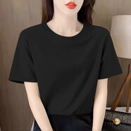 尚爵尤妮t恤女純棉短袖裝夏季新款半袖體恤上衣女士打底衫寬松上衣 純黑 XL 【建議128-140斤】