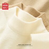 名創(chuàng)優(yōu)品（MINISO）超厚毛衣男秋冬加絨淺色系內(nèi)搭立領(lǐng)保暖打底衫男生慵懶風(fēng)痞帥穿搭 米白 M 170 (體重90-120斤)