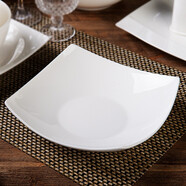 紅牡丹 白色骨瓷盤(pán)子套裝家用西餐盤(pán)釉下彩菜盤(pán)純白碟子陶瓷牛排盤(pán)沙拉 純白8英寸水果沙拉盤(pán) 4個(gè)裝 8英寸