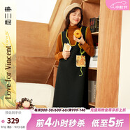 兩三事針織連衣裙女秋冬季復古無(wú)袖中長(cháng)款裙子背心裙梵高兀自生長(cháng) 黑色-y S