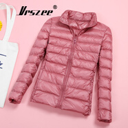 VRSZEE高端品牌輕薄羽絨服女短款連帽25秋冬季新款修身輕便韓版時(shí)尚外套 粉色【立】 2XL