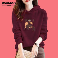 WABAOLI高端品牌連帽衛(wèi)衣女2024年秋冬款時尚韓版寬松顯瘦大碼外套上衣 安可拉紅色【E8_WEEK】春秋款 XL 建議體重【110-130斤】